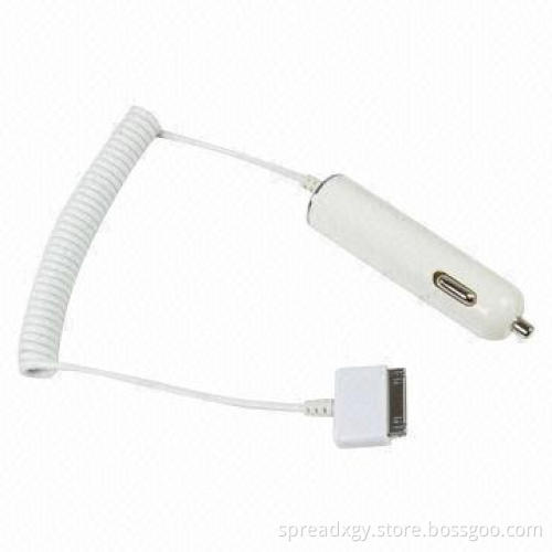 Car Charger for iPhone 4, 5V DC/1A Output Voltage/Current, with Protection Function